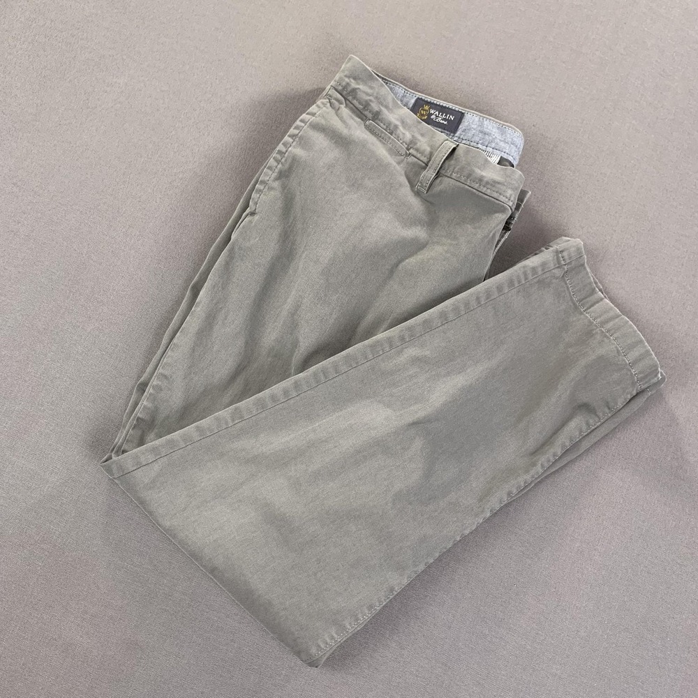 Wallin & Bros. Chino‎ Pants Mens 36x30 Gray Stretch Flat Front Casual Cotton